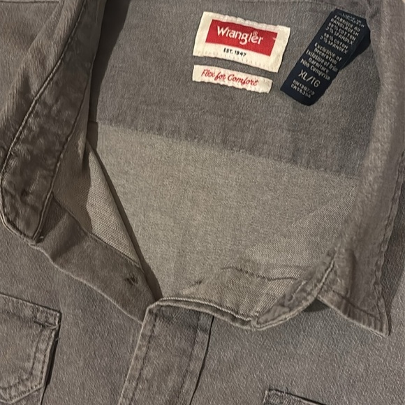 Wrangler flex for comfort grey long sleeve button shirt XL - Picture 3 of 6